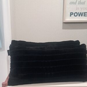 Rachel Zoe Luxe Black Faux Fur Pillow